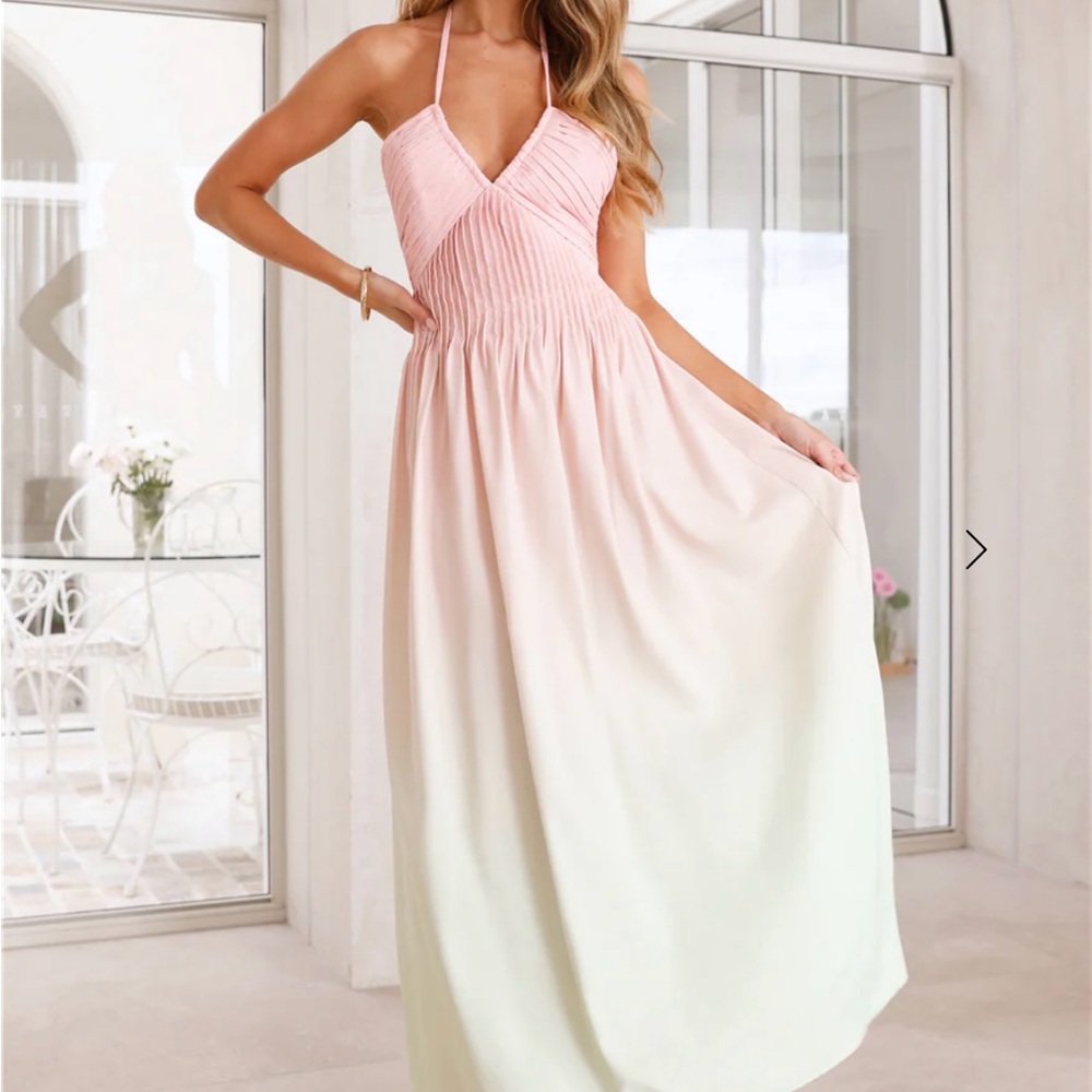 Hello Molly Pastel Pink and Green Maxi Dress - Picture 3 of 9